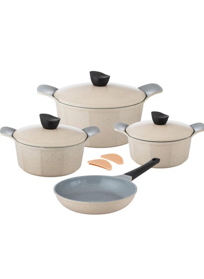 Buy Joel Granite Cookware Set 9 Pieces Beige Color in Saudi Arabia