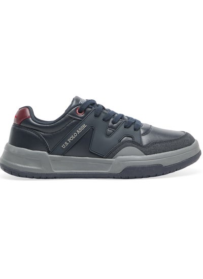 Buy Men's Navy Low-Top Sneakers - Rugged Design with Grey and Red Accents, Durable and Comfortable Casual Footwear in UAE