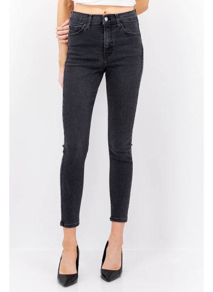 Buy Women Regular Fit Mid Rise Jaime Denim Jeans, Charcoal Black in UAE