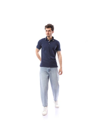 Buy Buttoned Plain Polo Shirt - Navy Blue in Egypt