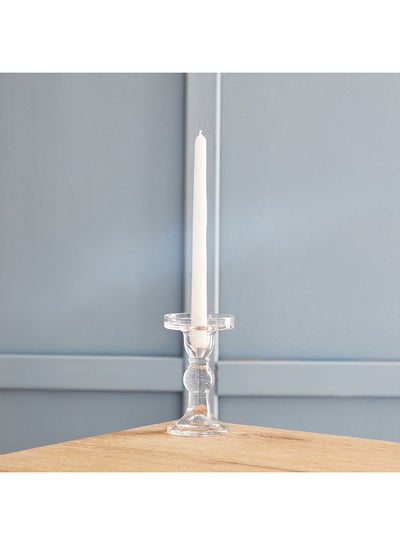 Buy Bright Clear Glass Taper Candleholder 8.5 x 14 x 8.5 cm in UAE