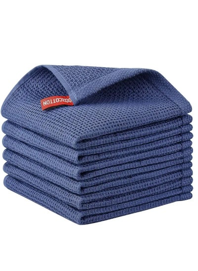 اشتري 100% Cotton Kitchen Dish Cloths, 6-Pack Ultra Soft Absorbent Quick Drying Dish Towels, Quick Drying Tea Towels Set, 12x12 Inches, Navy Blue في الامارات