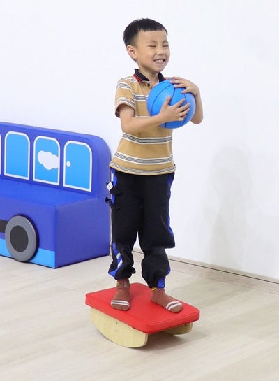 Balance Board Kids - Blue 90x29 Cm - Montessori Vestibular Waldorf Rocker Plastic Non Slip Board - Kid Yoga Curvy For Toddlers Kids Boys Girls And Adults - Indoor Outdoor Balancing, Max