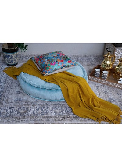 Buy Skyla Knotted Fringed Throw Ochre 130X170Cm in UAE