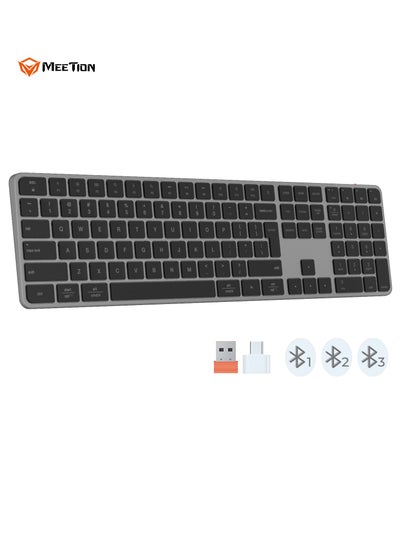 اشتري MEETION Full Keys 2.4G and Bluetooth Three Modes Keyboard ikey K230 Scissor Key Switch Keycaps With a 109 Key Full-Sized Layout Ultra-Slim Dual Mode Wireless Keyboard في الامارات