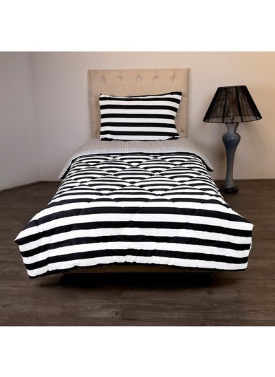 Buy Malta 2-Piece Striped Printed Cotton Single Comforter Set 220 x 135 cm in UAE