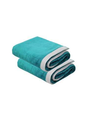 Buy 2 Piece Oversized Velour Luxury Beach Towel -Fluffy Velour Cotton 90 x 165 Cm-  450 GSM 100 % Cotton in UAE