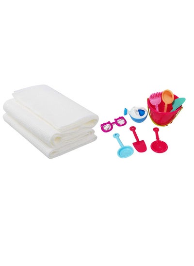 Buy Combo Pack Kids Beach Bucket With Disposable Towel Pack Of 3   Red in UAE