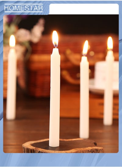 Buy 10-Piece Unscented Straight Candle Table Dinner Stick Candle Set White in Saudi Arabia