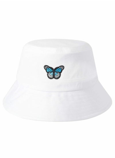 اشتري Butterfly Bucket Hat, Unisex Fashion Embroidered Bucket Hat, Reversible Packable Sun Hat, Summer Fisherman Cap for Women, Men في السعودية