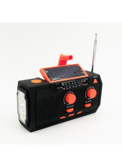 Buy Solar Crank Radio AM/FM/WB Flashlight Reading Light Bluetooth Black in Saudi Arabia