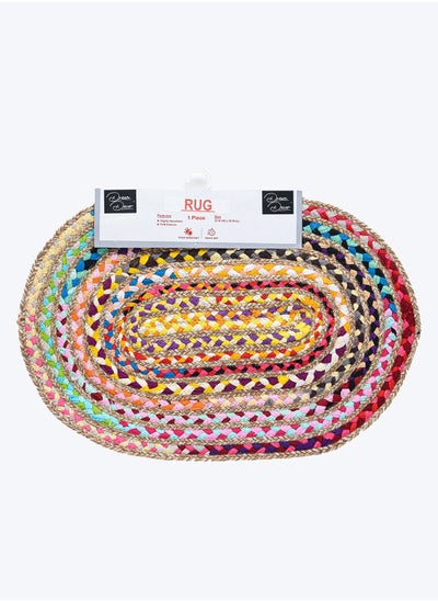 Buy Multicolour Yarn with chindi Rug 32 X 20cm in UAE