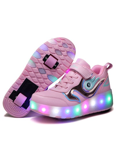 Buy Roller Shoes USB Charge Girls Boys Sneakers with Wheels LED Roller Skates Shoes in Saudi Arabia