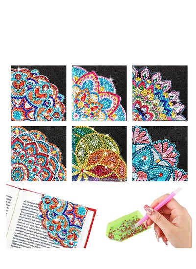 اشتري Diamond Painting Corner Bookmark, DIY Rhinestone PU Leather Painting Kits, Triangle Diamond Art Bookmarks for Home Office School Beginner Adults Kids Reading Book 6 Pcs في السعودية