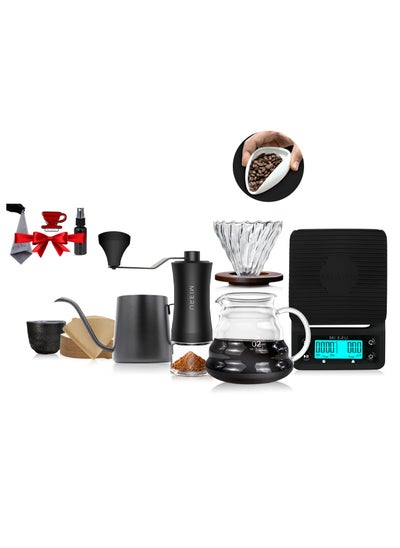 Buy Hand Drip Coffee Maker Set V60 Size 02 Specialty Manual Pour Over Coffee Professional Tools Kit Barista 9 pcs in Saudi Arabia