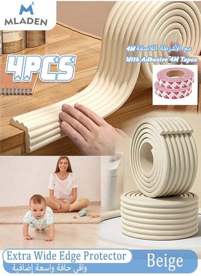 Buy 4PCS Multifunctional Edge and Corner Guard Coverage Baby Safety Bumper DIY 2M (Rice White) in Saudi Arabia