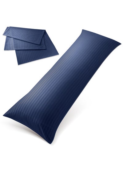 اشتري Hotel Linen Klub Long Body 1Pc Stripe Pillowcase - 100% Microfiber  with envelope closure, Soft and Durable Quality, Size : 45 x 125cm , Navy Blue في الامارات