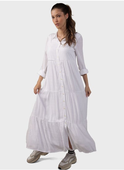 اشتري Button Detailed Puff Sleeve Shirt Dress في الامارات