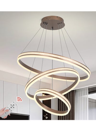 Buy Modern Led Chandelier,Remote Control 3 Rings Contemporary Led Chandelier Circular Pendant Light, Black Dimmable Hanging Ceiling Light Fixture for Living Dining Room,210W in UAE