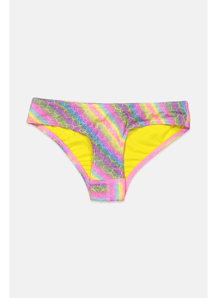 اشتري Women Allover Print Swimwear Bikini Bottom, Pink and Yellow and Purple في السعودية