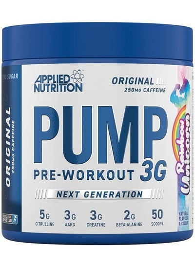 Buy Applied Nutrition Pump 3G Advanced Pre Workout Formula for Enhanced Energy,Focus, Muscle Pump, and Performance Optimization 375g, 25 Servings, Rainbow Unicorn Flavor. in UAE