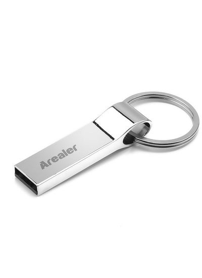 اشتري Arealer 32GB USB2.0 Metal U Disk USB Flash Driver Portable Shockproof Anti-fall U Disk with Key Ring Plug and Play Silver في الامارات