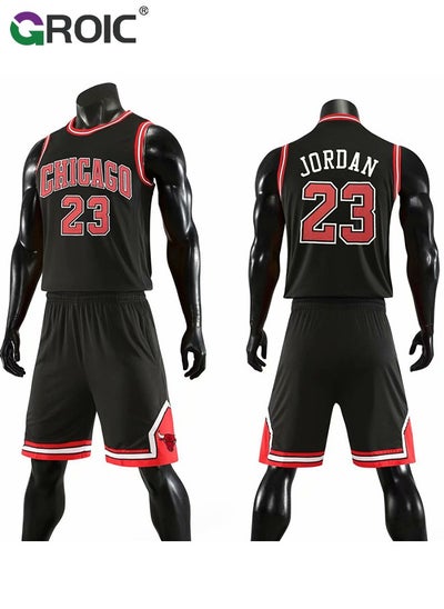 Buy Basketball Jersey, Michael Jordan Jersey 23# Basketball T Shirt and Shorts, Basketball Jersey Shirt for Adults, Basketball Suits, Basketball Jersey Set, Suitable for 175-180CM in Saudi Arabia