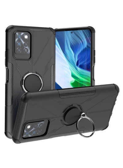 Buy Shockproof Protective Phone Case with Rotation Ring Kickstand for Infinix Note 10 Pro 4G Black in Saudi Arabia