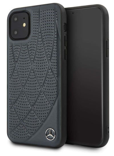 Buy Mercedes-Benz Quilted Perforated Leather Hard Case for iPhone 12 pro max  - Navy in Egypt