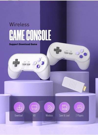 Buy New 16-bit MD dual-handle game console double-play HD game console wireless mini game console TV game console white in Saudi Arabia