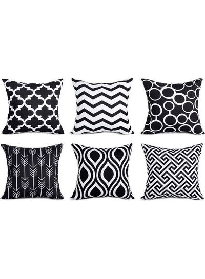Buy 6-Piece Decorative Sofa Pillow Black/White in UAE