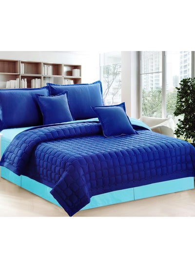 Buy 6 Pieces Comforter Set King Size 220 X 240 Cm Solid Color Reversible Bedding Set for All Seasons in Saudi Arabia