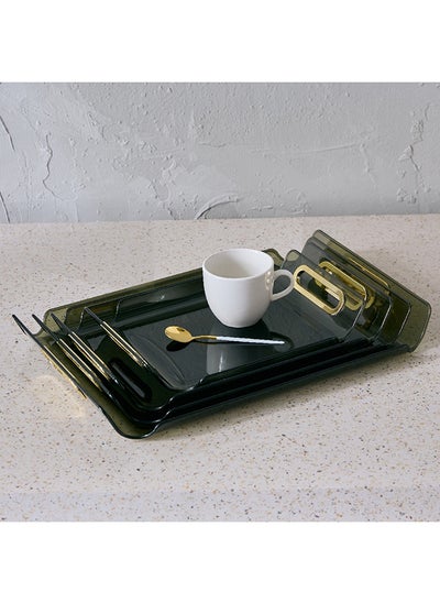 Buy Orion 4-Piece Rectangular Tray Set with Cutout Handle 41 x 5 x 29 cm in UAE