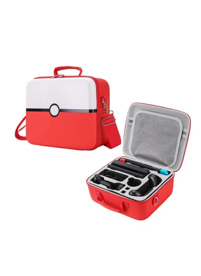 Buy Red & White Hard Shell Carrying Case For Nintendo Switch/Switch OLED, Large Deluxe Waterproof Travel Bag Fits Switch Console & Full Set Accessories, with Removable Shoulder Strap & 21 game slot. in Saudi Arabia