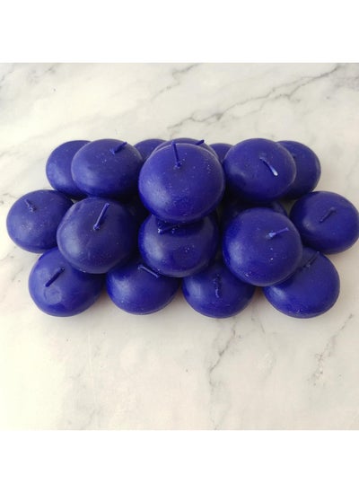 Buy Set of 20 Dark Blue Floating Candles | 5x3cm | Unscented & Dripless Dinner Candles for Decor, Events | Natural Wax with Cotton Wicks | 5-6 Hours Burn Time (Dark Blue) in UAE