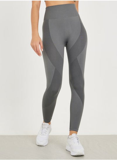 Buy Seamless Broad Waist Tonal Textured Leggings in Saudi Arabia