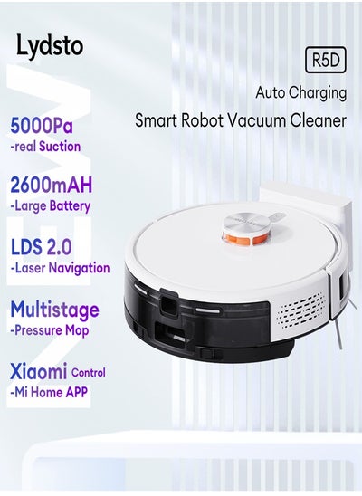 Buy Robot Vacuum Cleaner and Mop 3 in 1 With Laser Navigation and Automatic Dust Collection,3000Pa Suction & Advanced Smart Sensor for Hard Floors Pet Hair Carpets - White in UAE