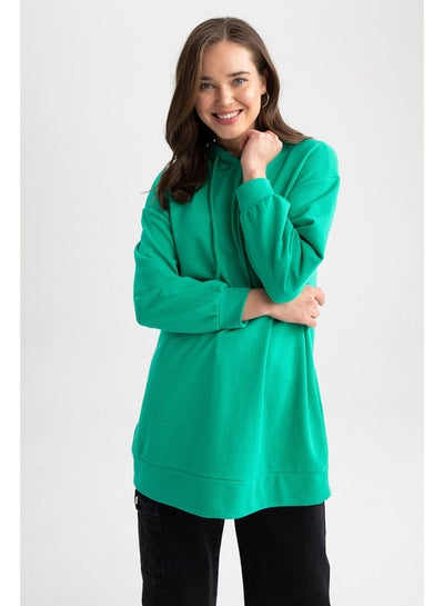 اشتري Woman Relax Fit Hooded Long Sleeve Knitted Sweat Tunic في مصر