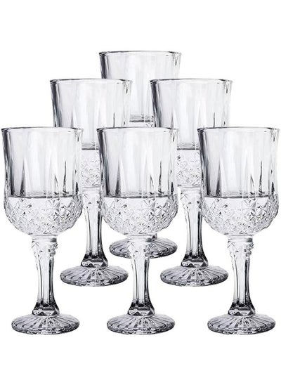 Buy Cristal Glassware Set of 6 ,Elegant Unbreakable Hard Crystal Goblets 230ml in UAE