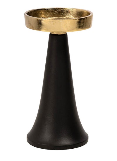 Buy Kilme Pillar Candle Holder, Black & Gold - 10x19 cm in UAE