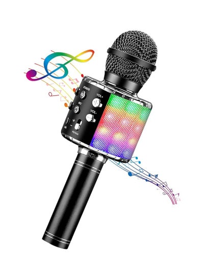 اشتري 4 in 1 Karaoke Wireless Speaker With LED Lights, Portable Microphone For Kids Portable Handheld Karaoke Wireless Microphone With Bluetooth Speaker Karaoke Microphone WS-858L Black في الامارات