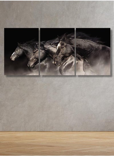 اشتري Decorative Wall Art Painting with a Horse design, 3 pieces, size 120x60 cm في السعودية