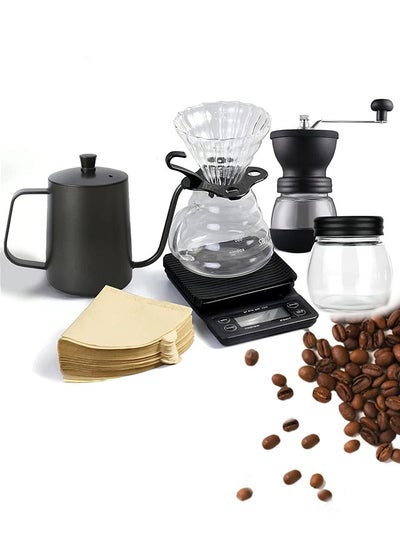 Buy Drip Coffee Maker 7 Pc V60 Coffee Kit Set Manual Coffee Dripper Pour Over Coffee Maker Set Professional Coffee Maker Tools Barista Drip Coffee Kit in Saudi Arabia