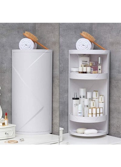 اشتري 360 Rotating Corner Shelf, Bathroom Storage Cabinet, Corner Cabinet with Door and Shelf for Bathroom/Sink (White) في السعودية