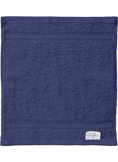 اشتري Princess Terry 100% Cotton 480 Gsm Face Towel Super Soft Quick Dry Highly Absorbent Dobby Border Ring Spun Size: 30 X 30Cm Royal Blue في السعودية