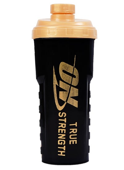اشتري 700ML Protein Powder Shaker Bottle With Mixing Grid BPA-Free, Black & Gold في مصر