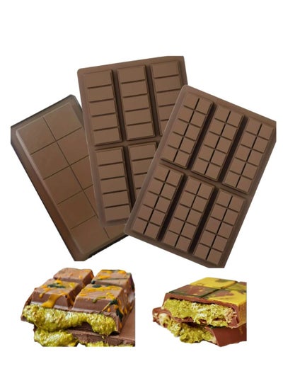 Buy Set of 3 Delicious Dubai Chocolate Molds - High-Quality Molds for Creating Luxurious Dubai-Style Chocolate Bars, Pistachio and Chocolate Treats - Non-Stick Chocolate Molds in Saudi Arabia