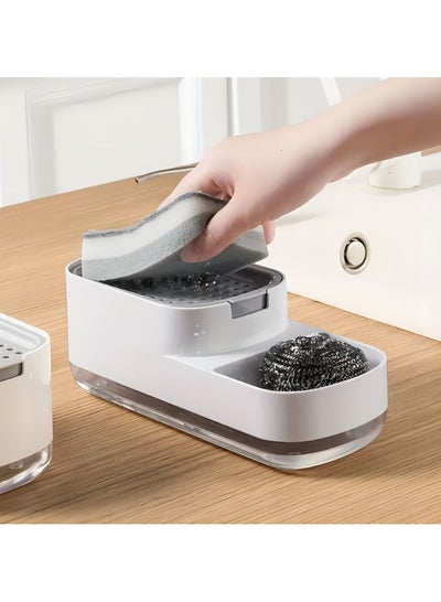 Buy 1pc Dishwashing Soap Dispenser with Sponge Holder, Dishwasher Soap Dispenser Sponge Holder 2 in 1, Dishwashing Soap Pump Dispenser for Kitchen, Bathroom Accessories in Saudi Arabia