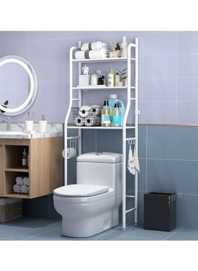 اشتري 3 Tier Over The Toilet Storage Rack, Multifunctional Bathroom Organizer Over Toilet Shelf, Stable Freestanding Toilet Rack Storage Shelves, Space Saver Organizer في الامارات