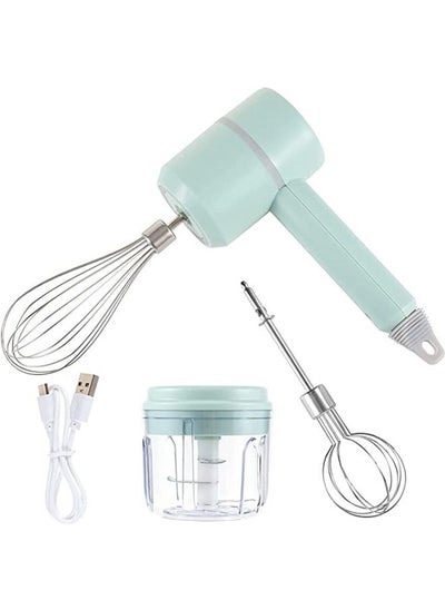 Buy Electric Hand Mixer 3-Speed Adjustable Cordless Handheld Mixer USB Rechargeable Egg Beater Portable Electric Handheld Whisk Mini Electric Mixer with 2 Stainless Steel Egg Whisks & Food Chopper in Saudi Arabia